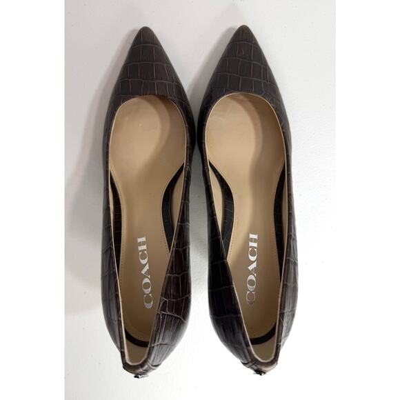 Coach Smith Classic Crocodile Chestnut Leather Heels Size 9.5B - Picture 7 of 13